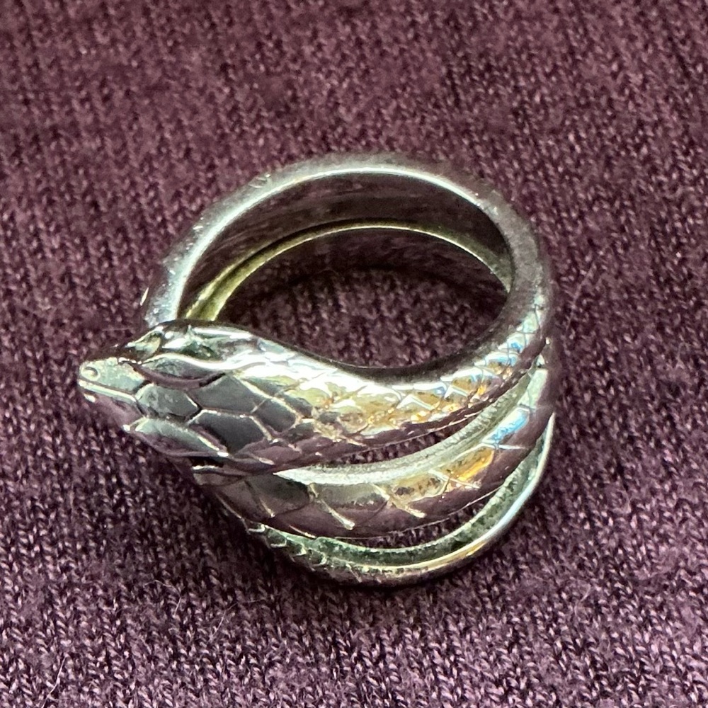 Snake Wrap Design Silver-Tone Ring